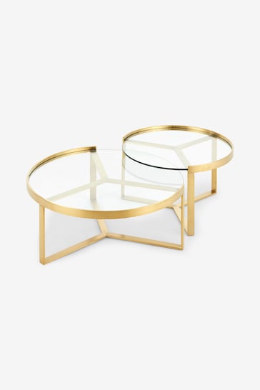 MADE.COM Brushed Brass/Glass Aula Nesting Round Coffee Table