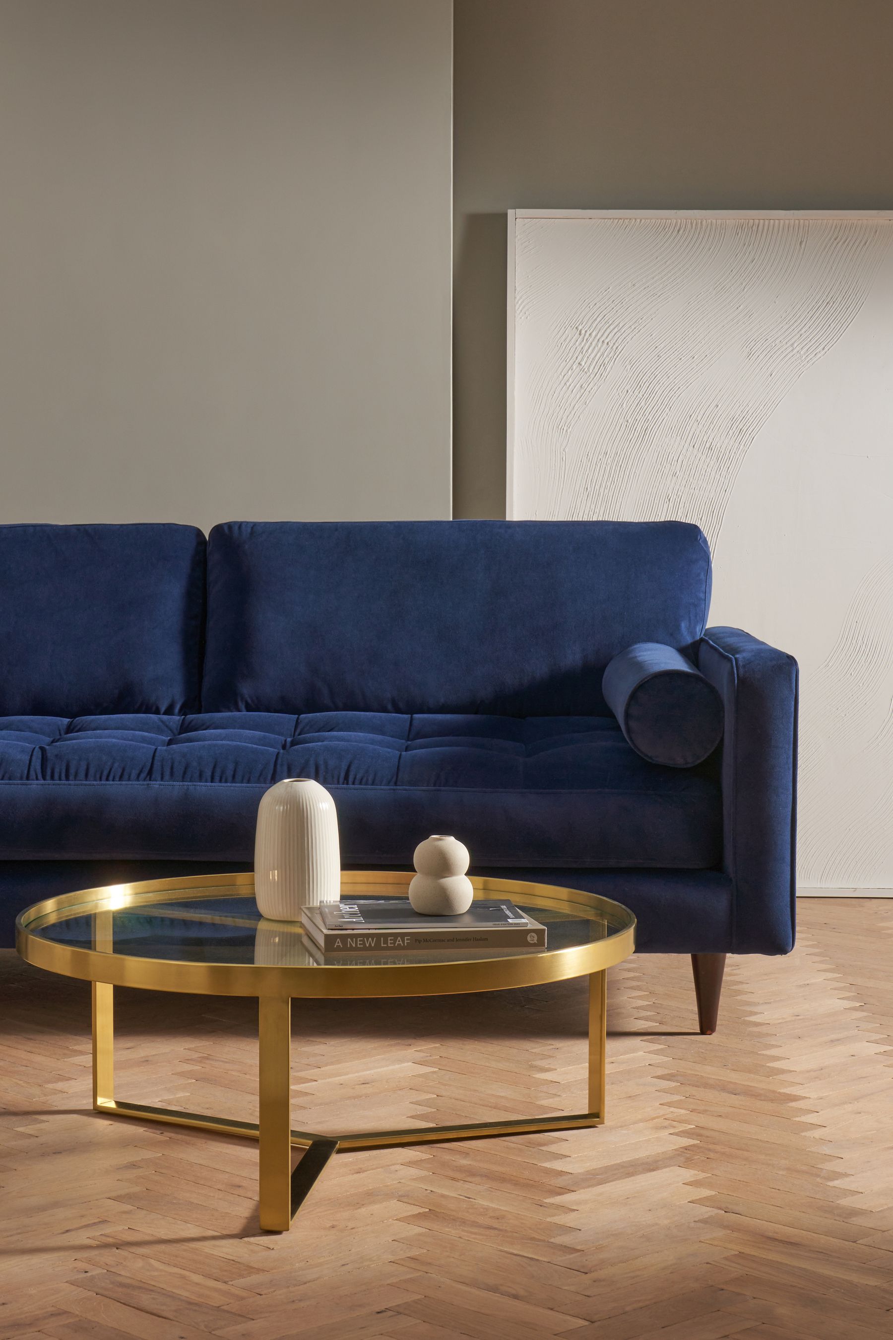 Buy Brushed Brass/Glass Aula Round Coffee Nest from the Next