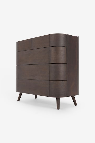 MADE.COM Dark Stain Oak Odie 5 Drawer Chest of Drawers