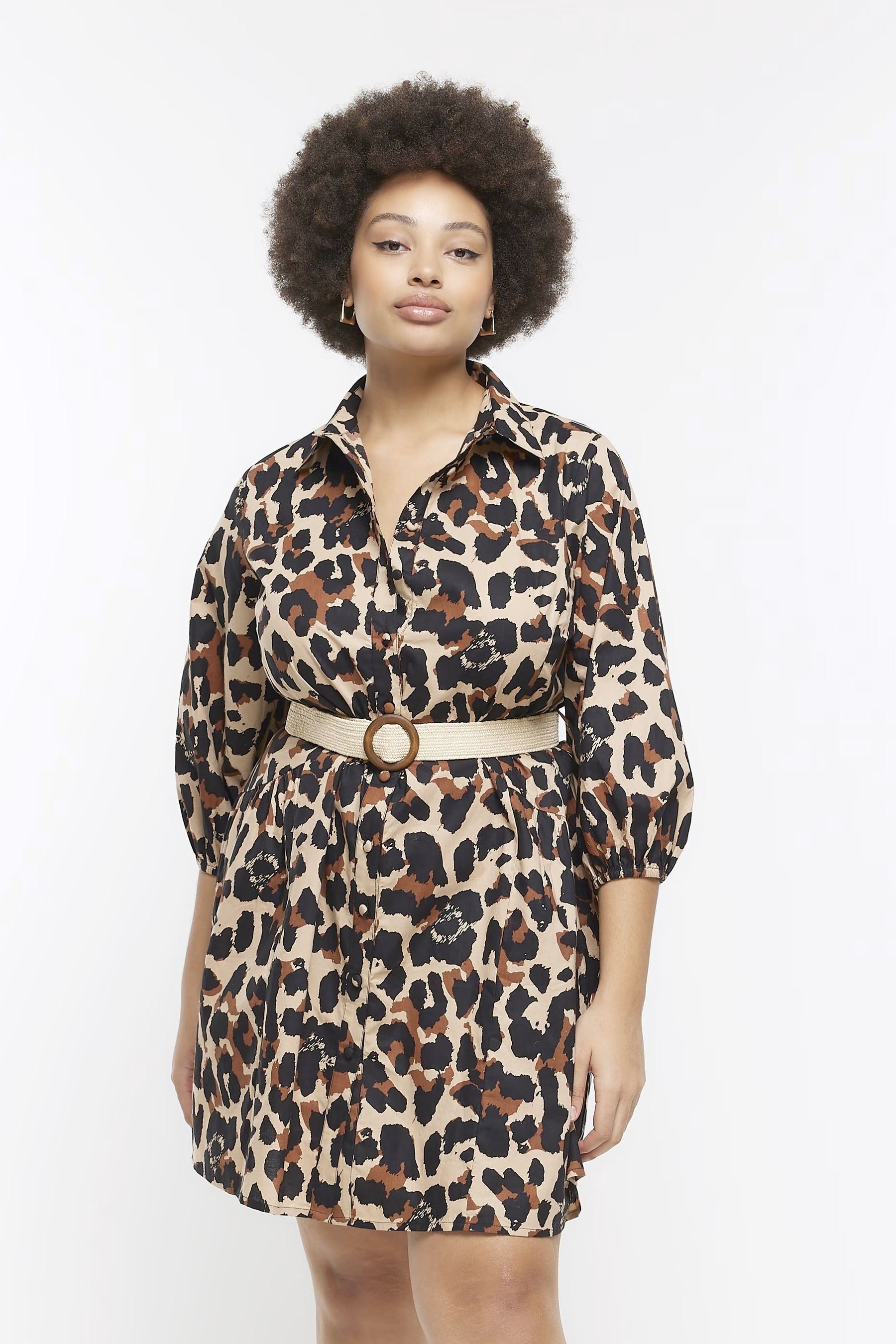 River island leopard print shirt shop dress