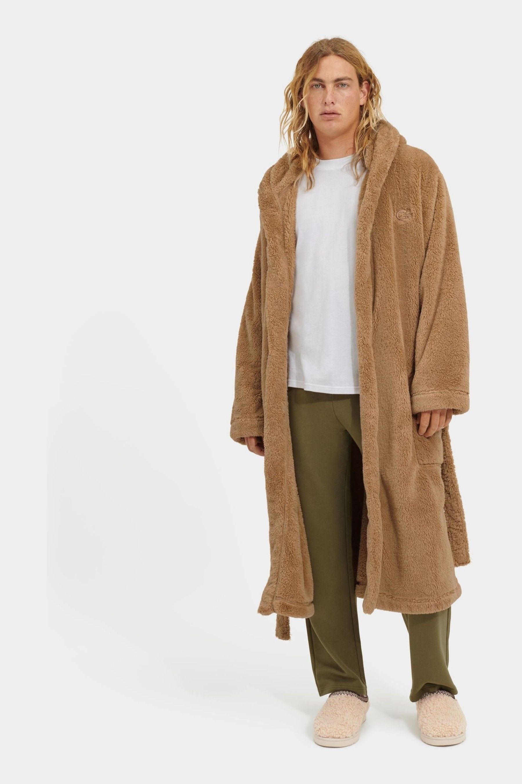 Plus Size Beige Brown Teddy Fleece Dressing Gown | Yours Clothing