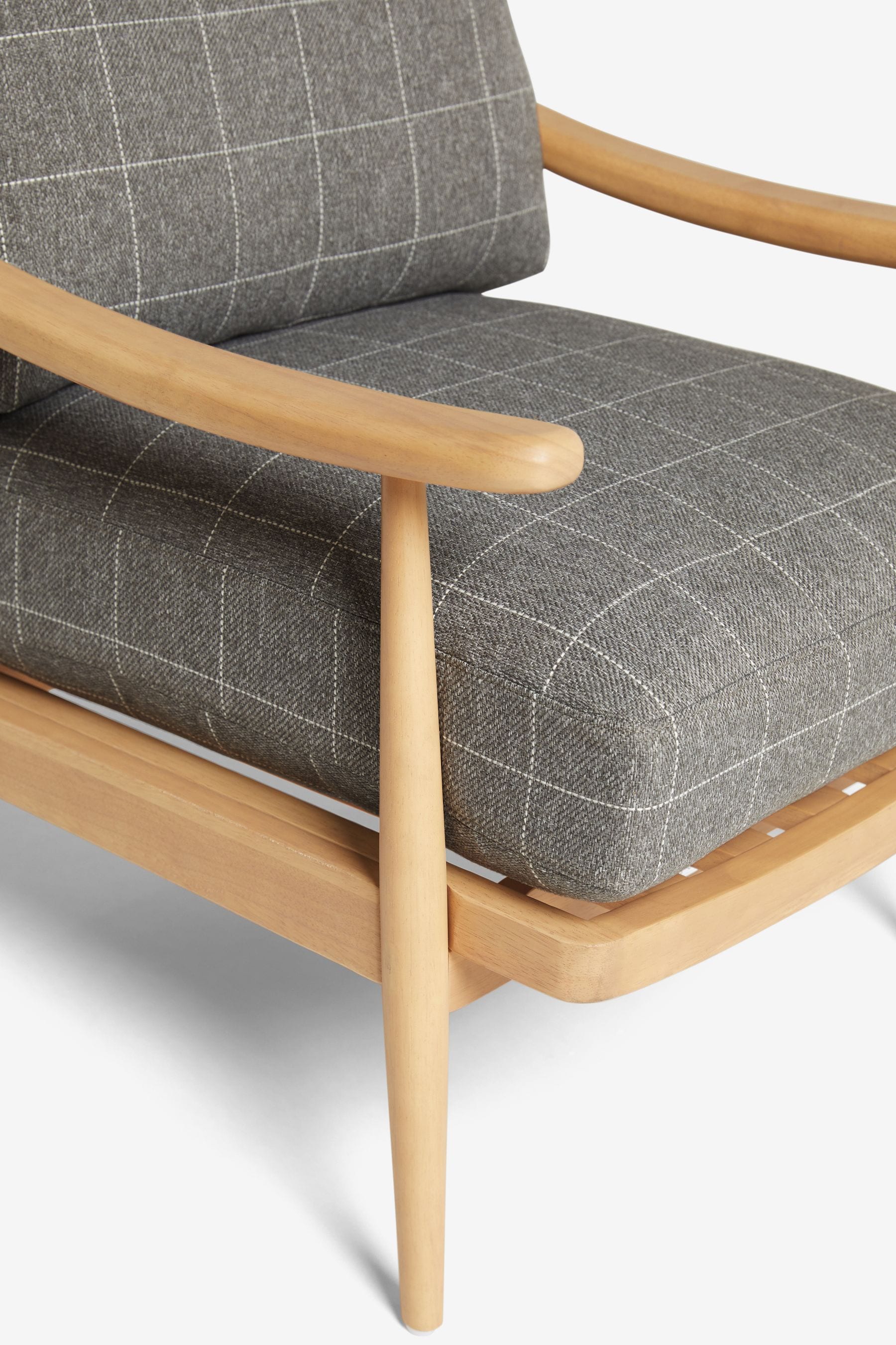 Tweedy Check Lawson Mid Grey Oak Effect Frame Hampton Wooden Accent Chair