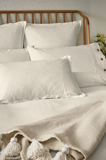 Morris & Co White Pure Linen Cotton Bed Duvet Cover