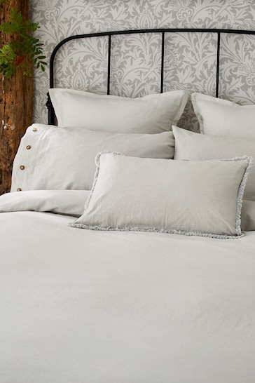 Morris & Co Silver Pure Linen Cotton Bed Duvet Cover