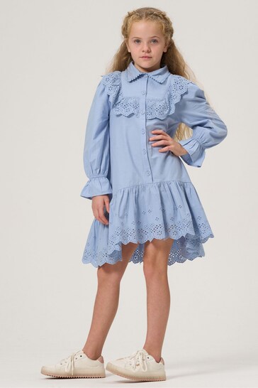 Angel & Rocket Blue Amelie Broderie Shirt Dress