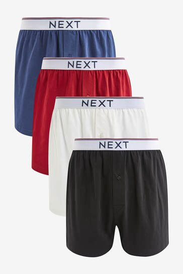 Red/Blue/White/Grey 4 pack Jersey Boxers