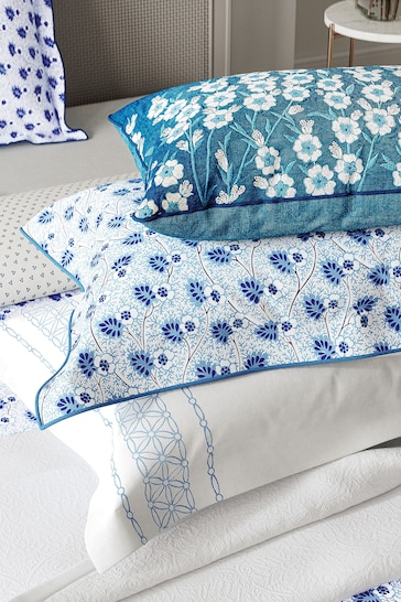 V&A Blue Swanwick Oxford Pillowcase