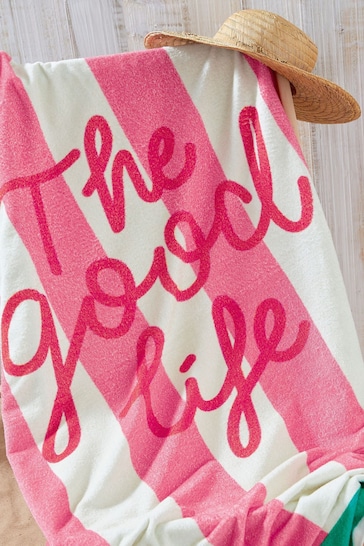 Joules Pink The Good Life Beach Towel