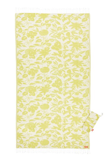 Joules Gold Fruity Floral Turkish Beach Towel