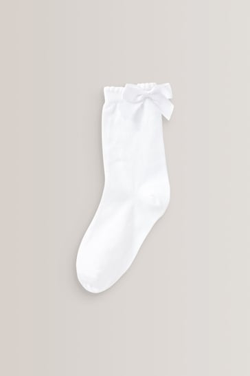 White 5 Pack Cotton Rich Bow Ankle School Socks