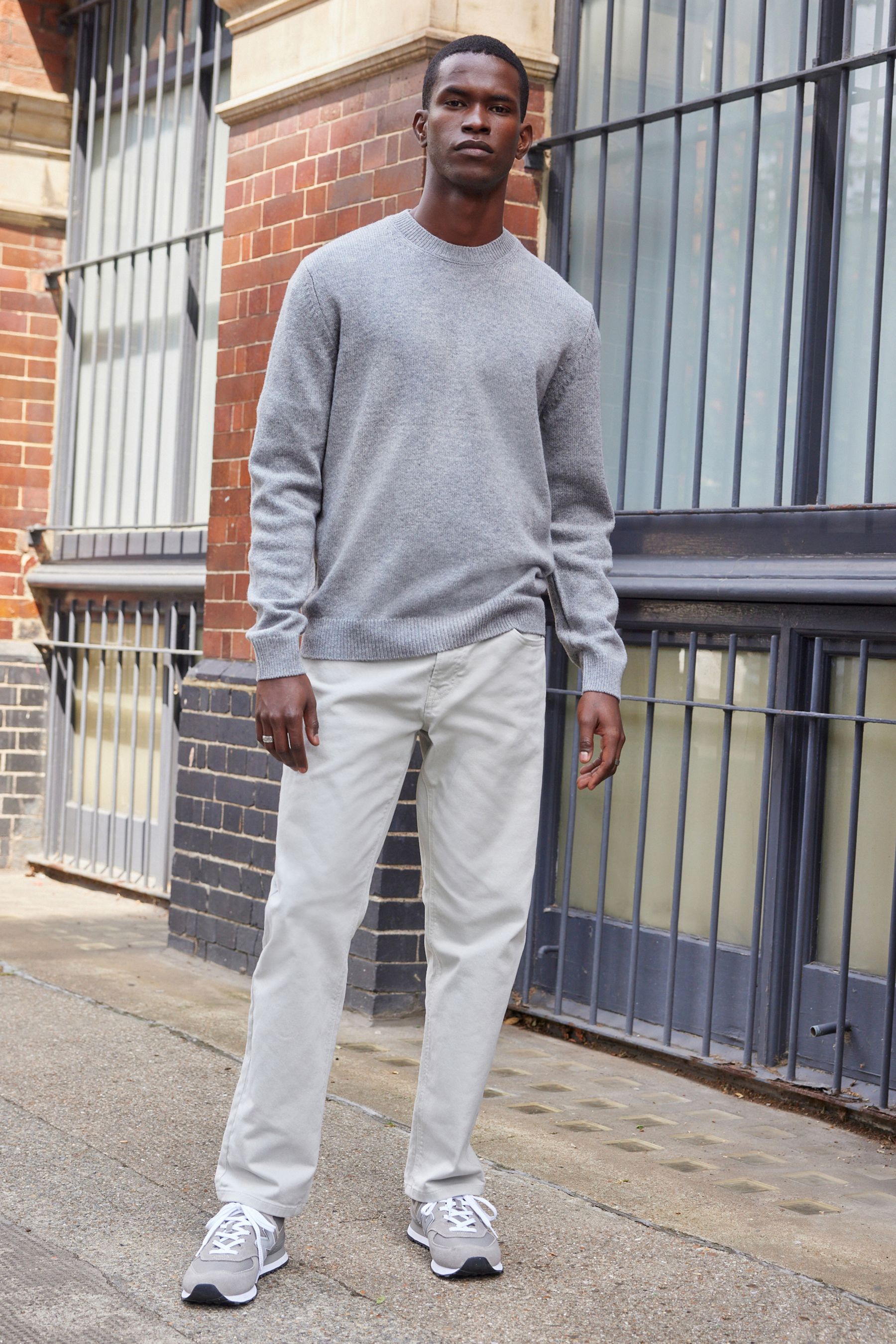Mens grey cheap lambswool jumper