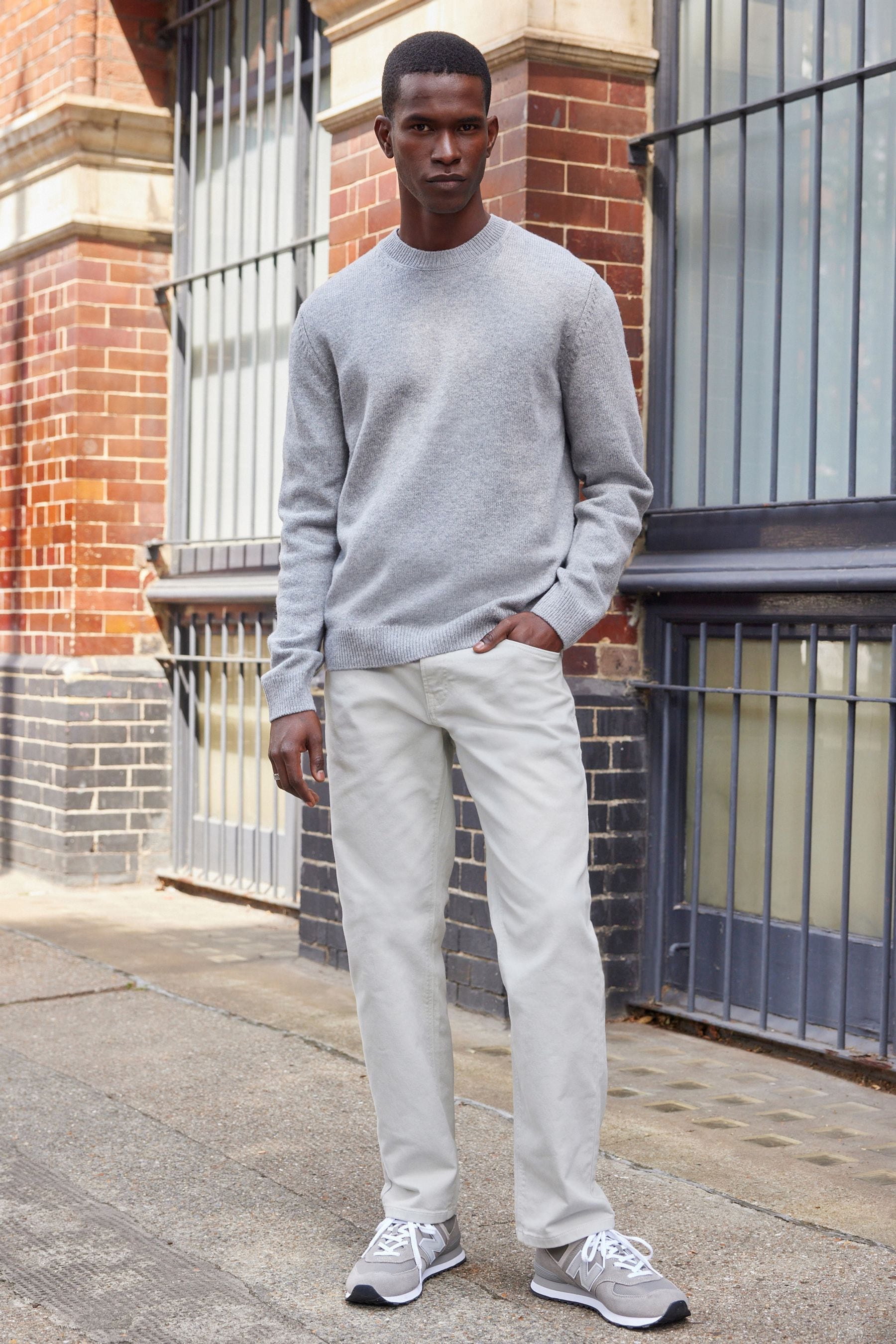 Light Grey Crew Neck Regular Signature Lambswool Jumper