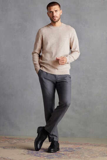 Stone Natural Crew Neck Lambswool Jumper