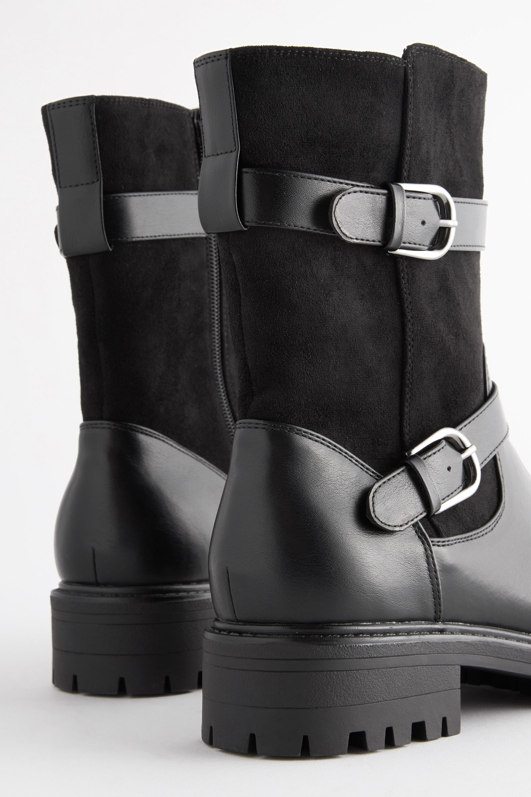 Buy Black Regular Wide Fit Forever Comfort Buckle Biker Boots