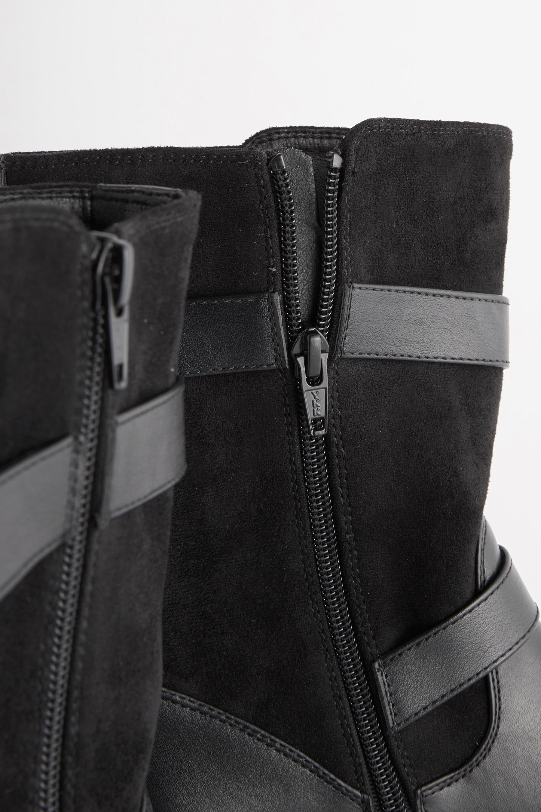 Buy Black Regular Wide Fit Forever Comfort Buckle Biker Boots