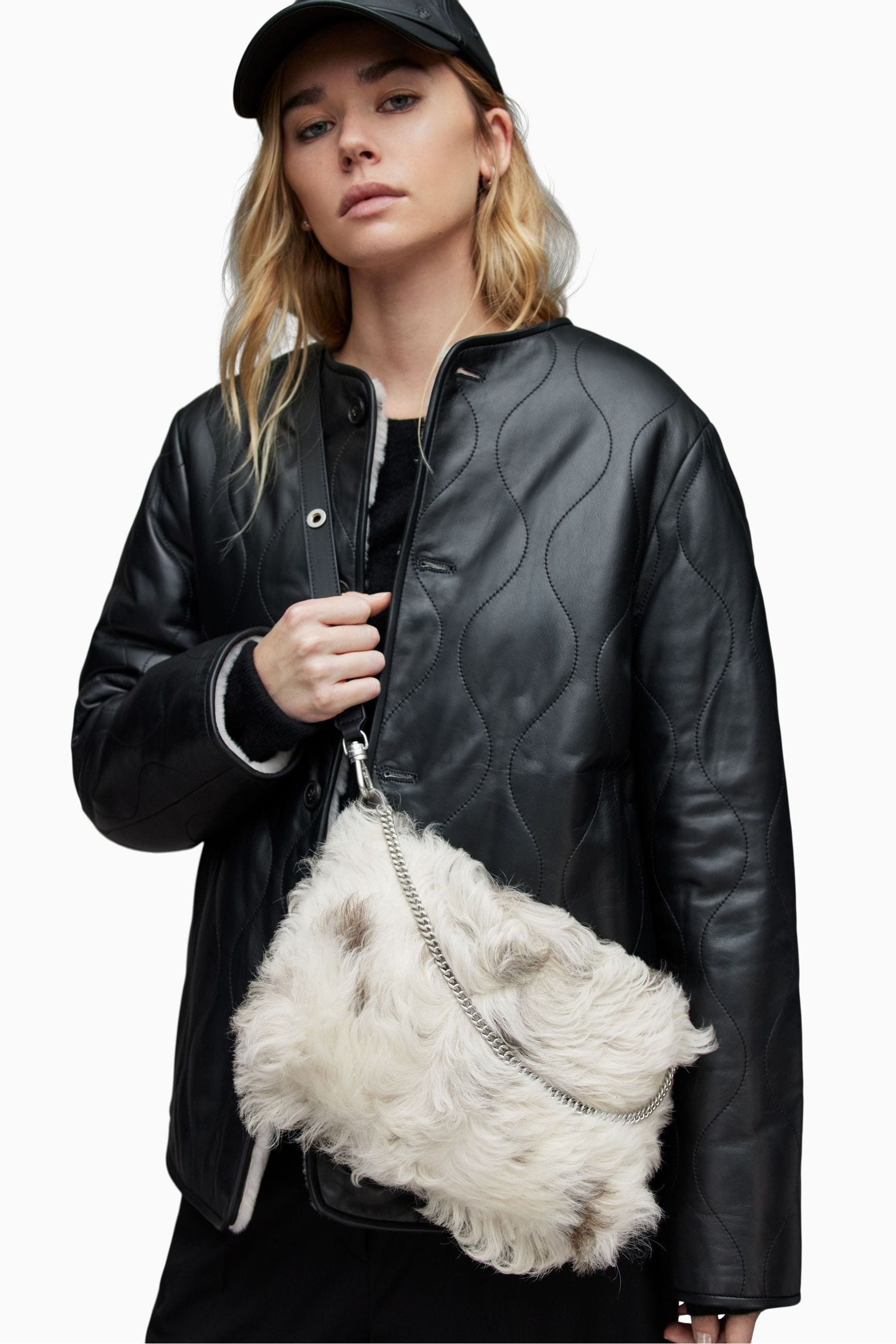 Eve shearling crossbody bag top