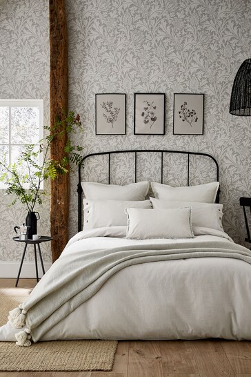 Morris & Co Silver Pure Linen Cotton Bed Housewife Pillowcase