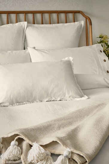 Morris & Co White Pure Linen Cotton Bed Housewife Pillowcase