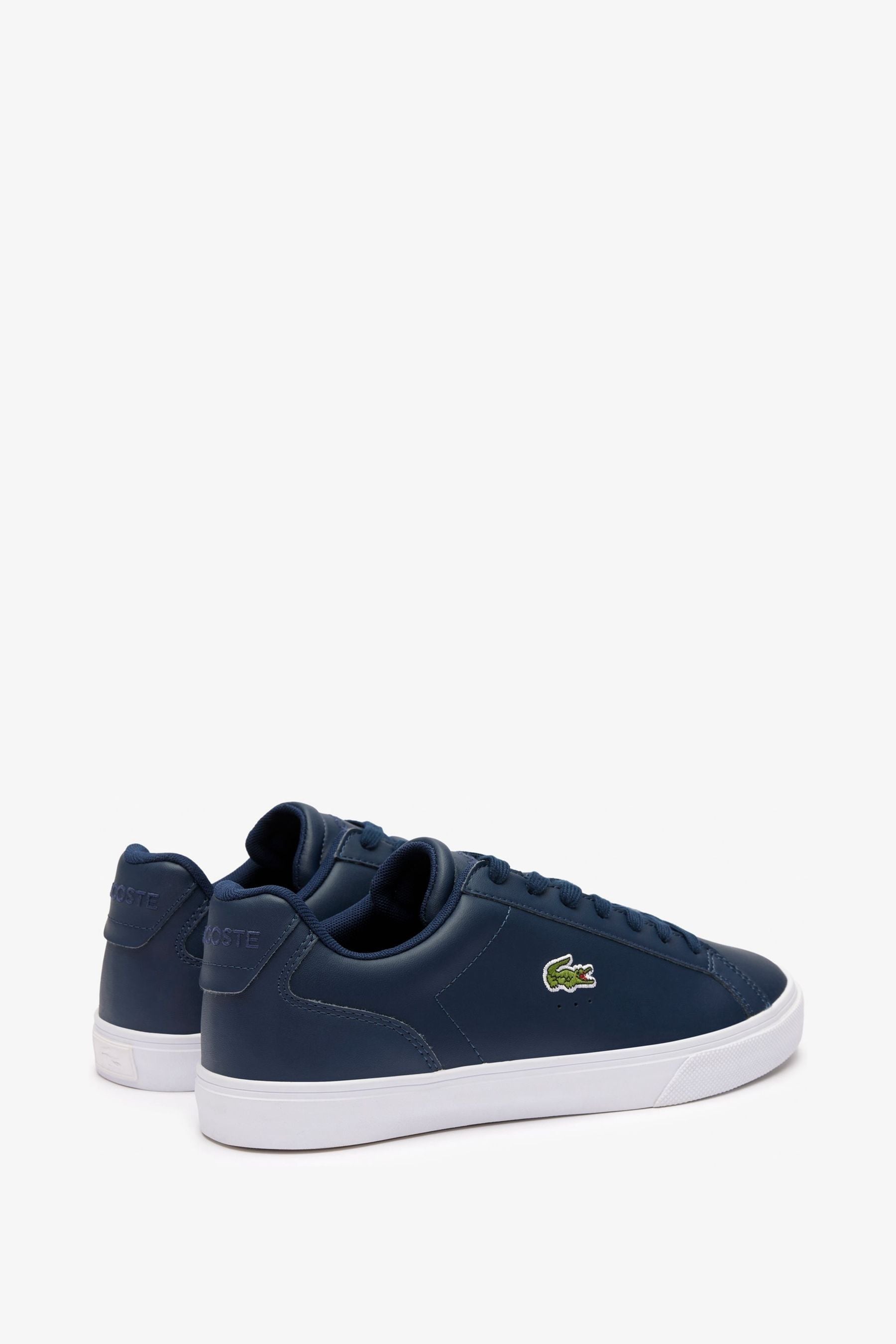 Navy blue lacoste trainers sale