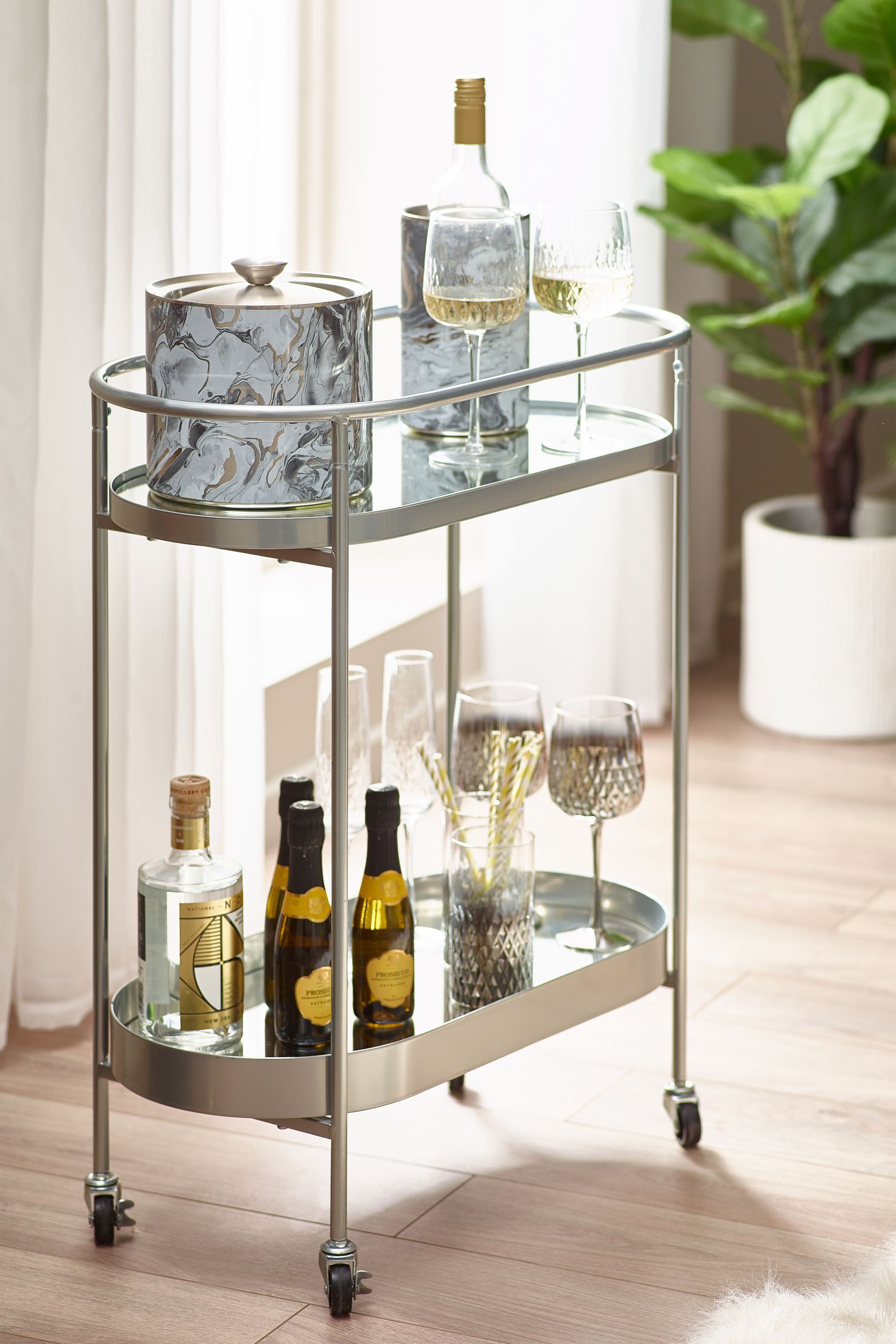 Silver Oval Drinks Trolley