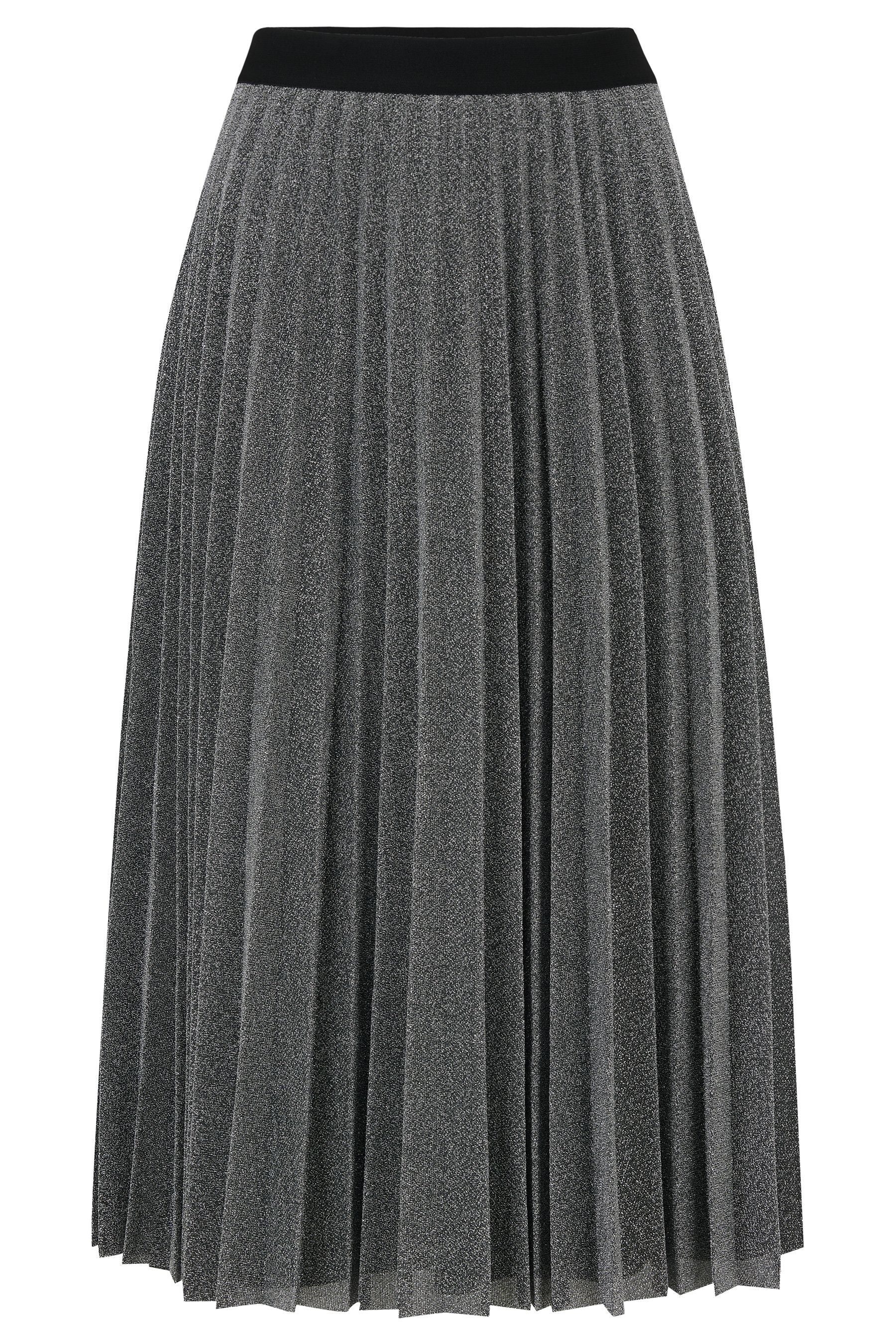 Silver lame top pleated skirt