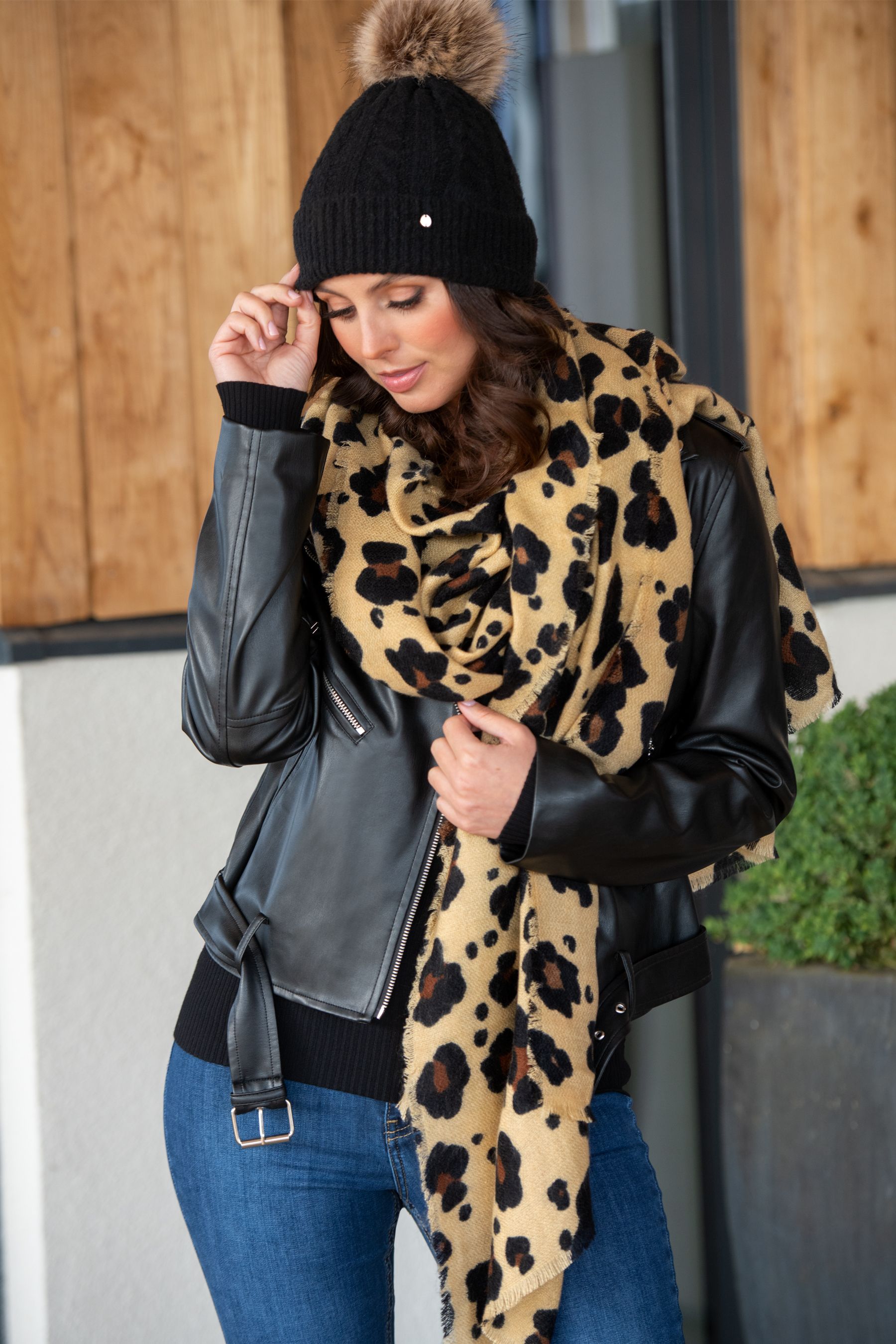 Leopard print oversized scarf sales uk