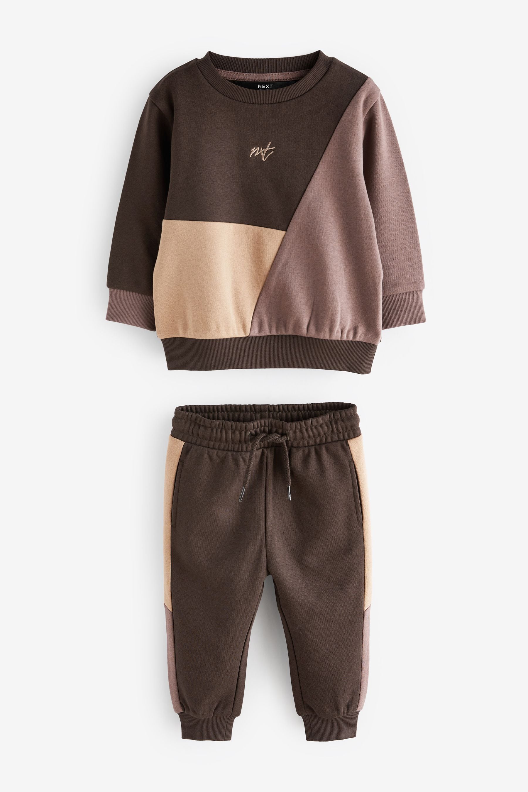 Buy Chocolate Brown Colourblock Tracksuit 3mths 7yrs from the