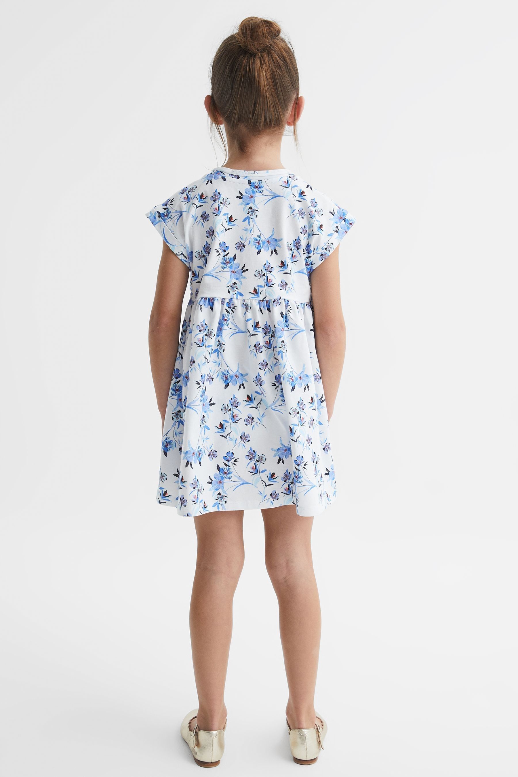 Reiss Blue Print Dahlia Junior Floral Print Jersey Dress
