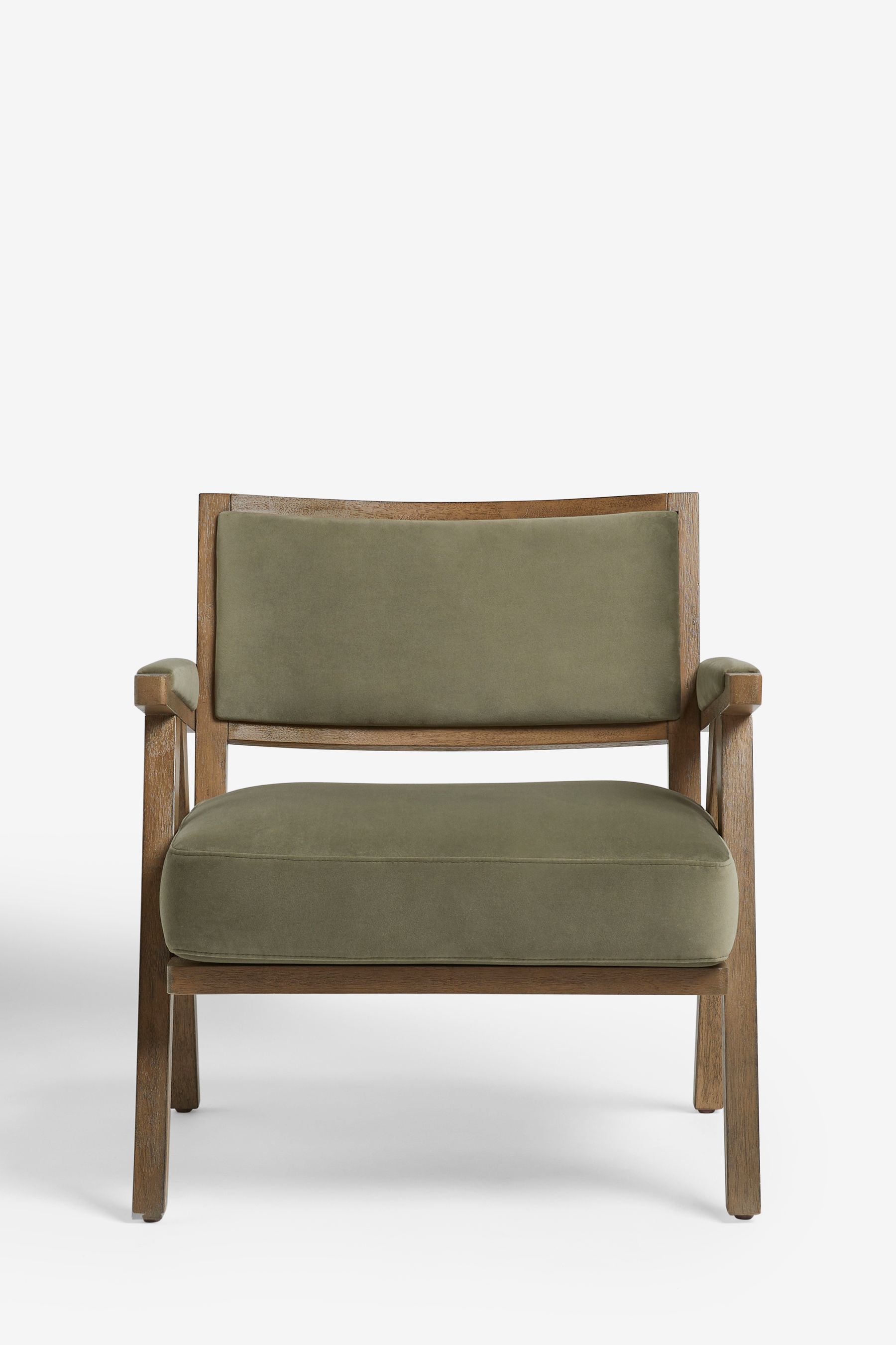 Soft Velvet Sage Green Abe Wooden Accent Chair