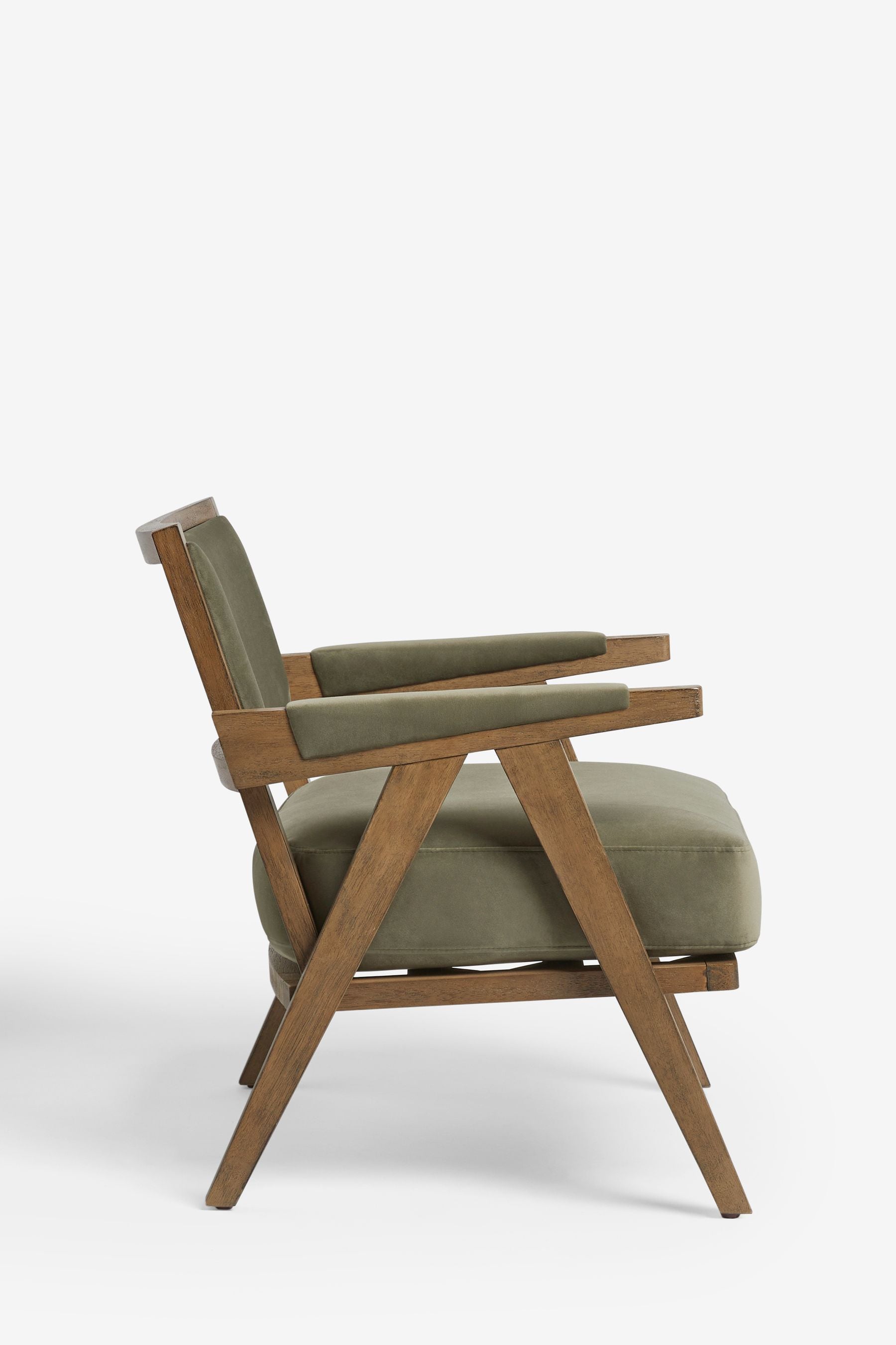 Soft Velvet Sage Green Abe Wooden Accent Chair