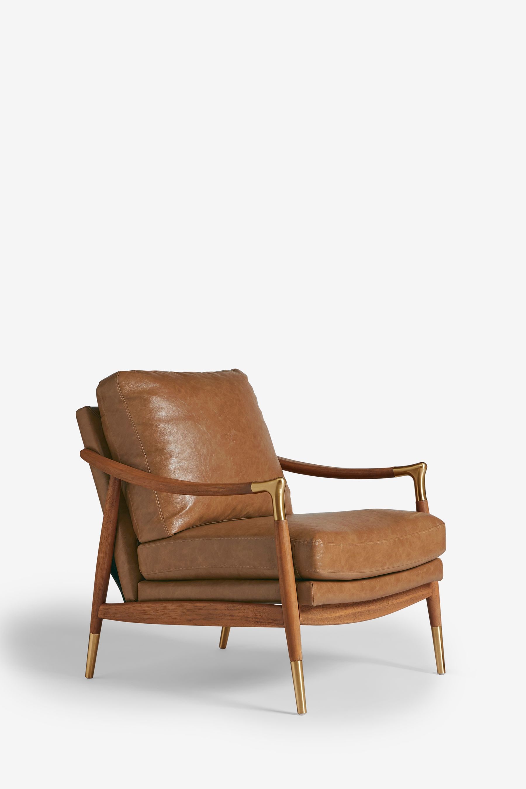 Brown leather outlet slipper chair