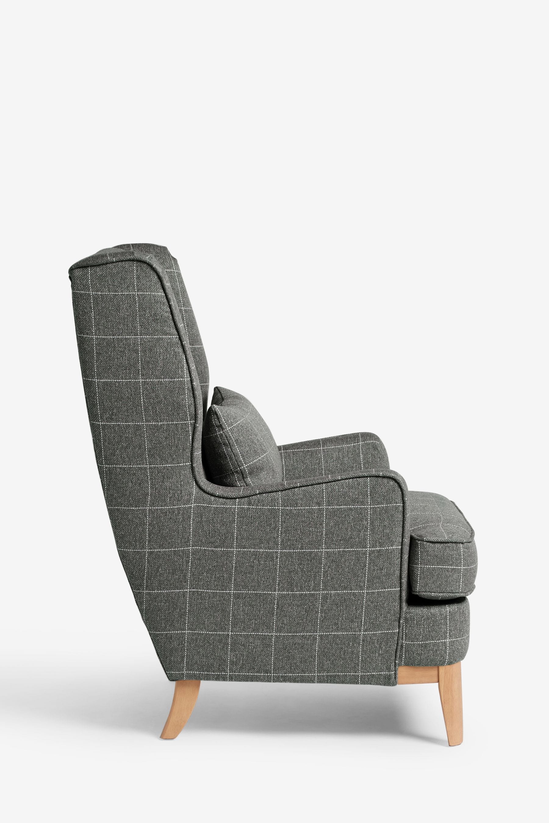 Buy Tweedy Check Lawson Mid Grey Elswick Highback Armchair from