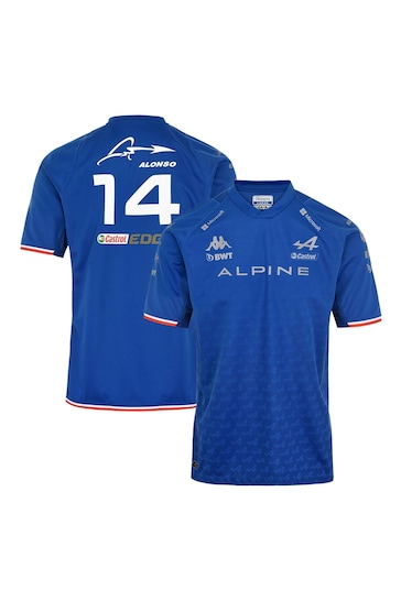 Fanatics Blue BWT Alpine F1 Team Fernando Alonso 2022 Driver T-Shirt