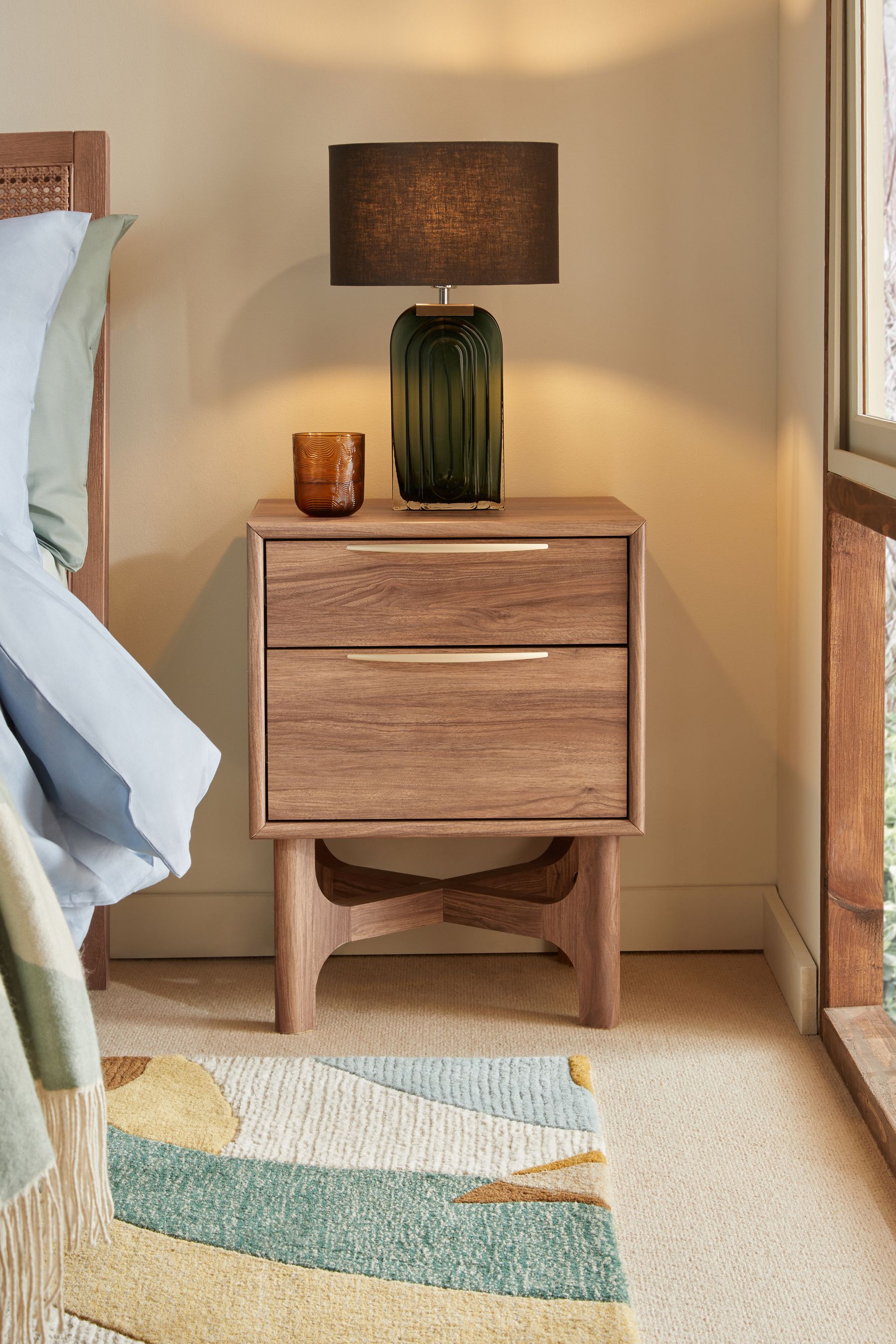 Walnut effect sales bedside table