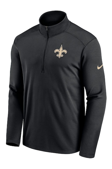Nike Black NFL Fanatics New Orleans Saints Logo Pacer Half Zip Sweat Top