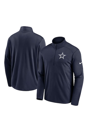Nike Blue NFL Fanatics Dallas Cowboys Logo Pacer Half Zip Sweat Top