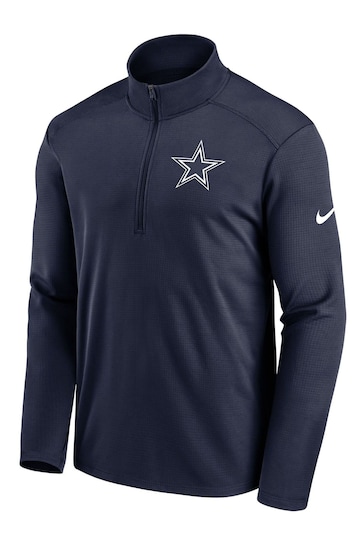 Nike Blue NFL Fanatics Dallas Cowboys Logo Pacer Half Zip Sweat Top
