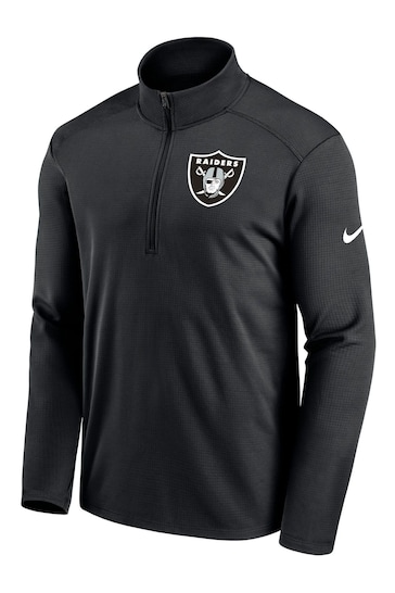 Nike Black NFL Fanatics Las Vegas Raiders Logo Pacer Half Zip Hoodie