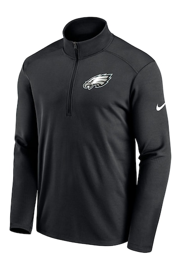 Nike Black NFL Fanatics Philadelphia Eagles Logo Pacer Half Zip Sweat Top