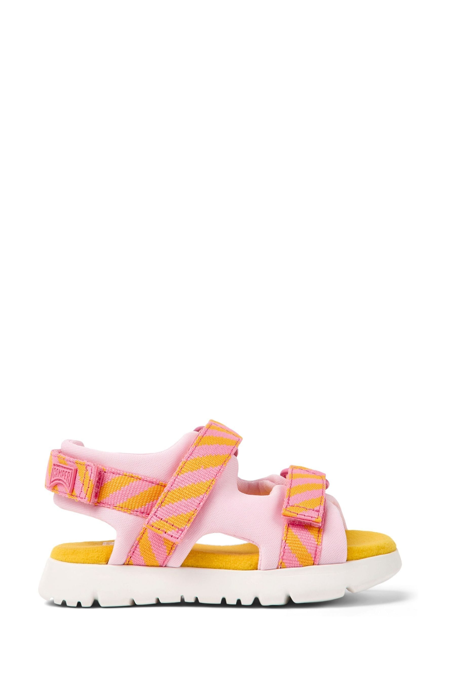 Camper Oruga Pink and Orange Textile Striped Sandals First Walkers