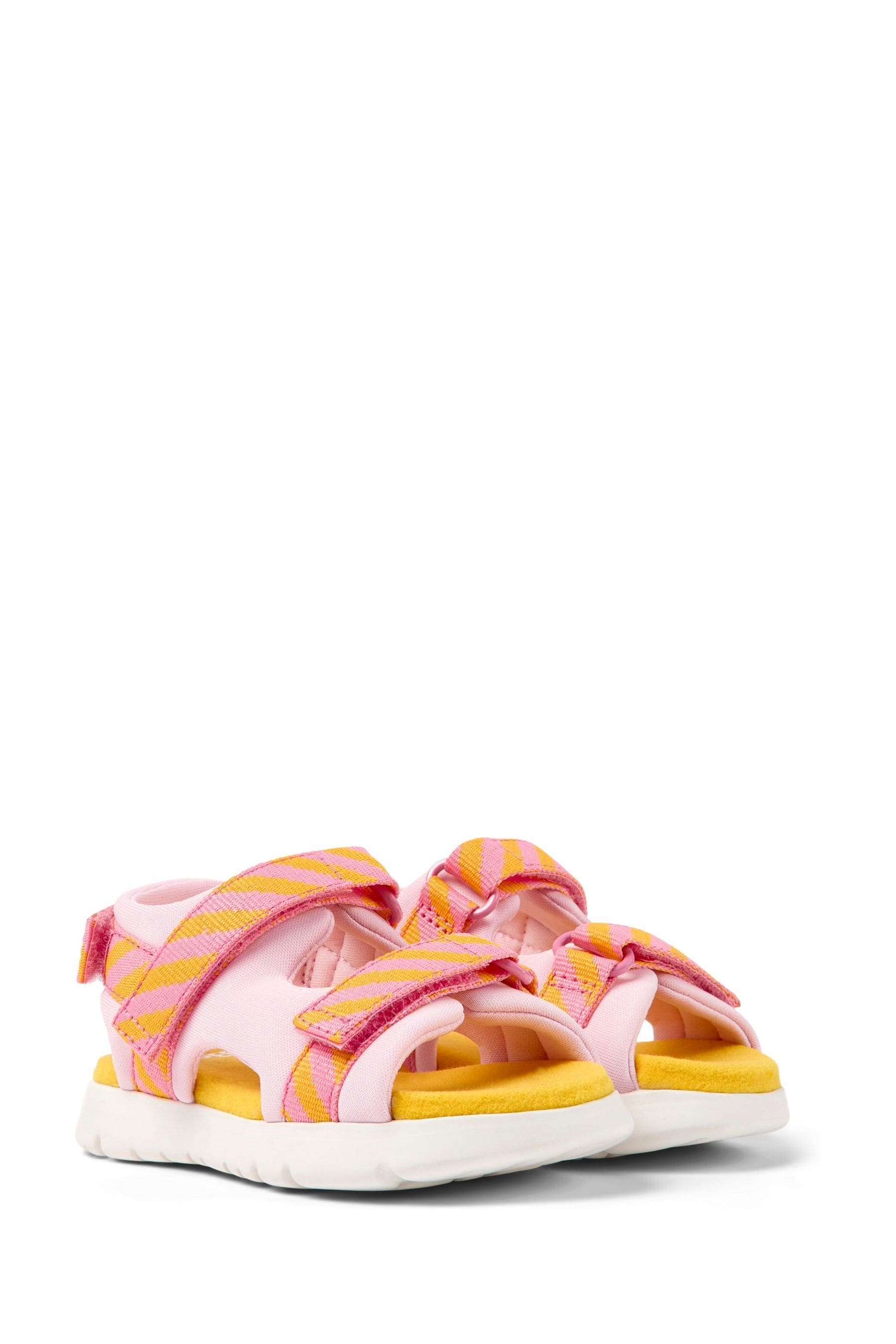 Camper Oruga Pink and Orange Textile Striped Sandals First Walkers