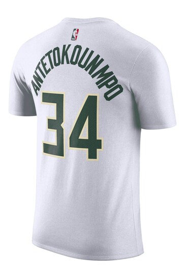 Nike White Fanatics Milwaukee Bucks Nike Name & Number Association T-Shirt