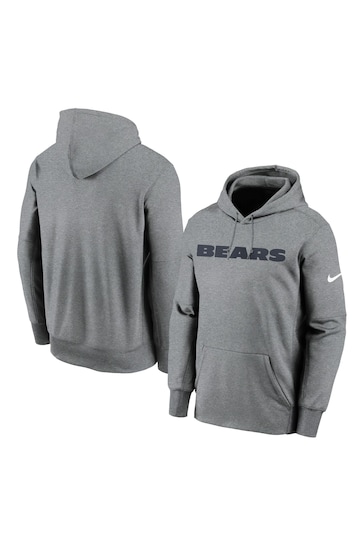 Nike Grey NFL Fanatics Chicago Bears Prime Wordmark Therma Pullover Hoodie