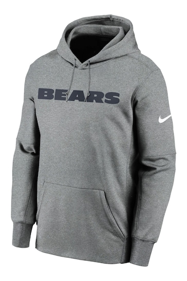 Nike Grey NFL Fanatics Chicago Bears Prime Wordmark Therma Pullover Hoodie
