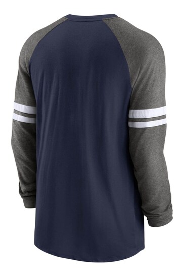 Nike Blue NFL Fanatics Seattle Seahawks Dri-Fit Cotton Long Sleeve Raglan T-Shirt