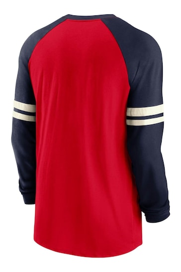 Nike Red NFL Fanatics New York Giants Dri-Fit Cotton Long Sleeve Raglan T-Shirt
