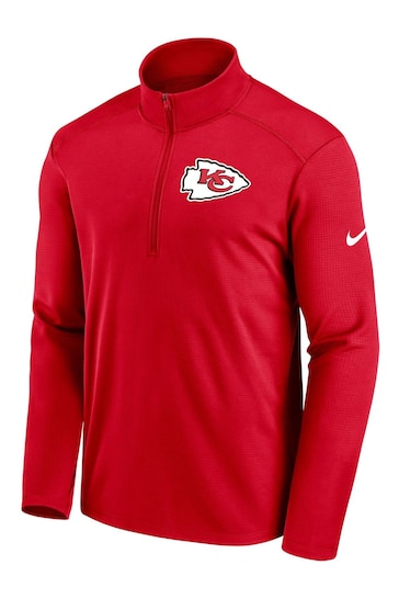 Nike Red NFL Fanatics Kansas City Chiefs Logo Pacer Half Zip Hoodie