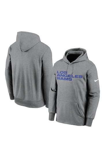 Nike Grey NFL Fanatics Los Angeles Rams Prime Wordmark Therma Pullover Hoodie