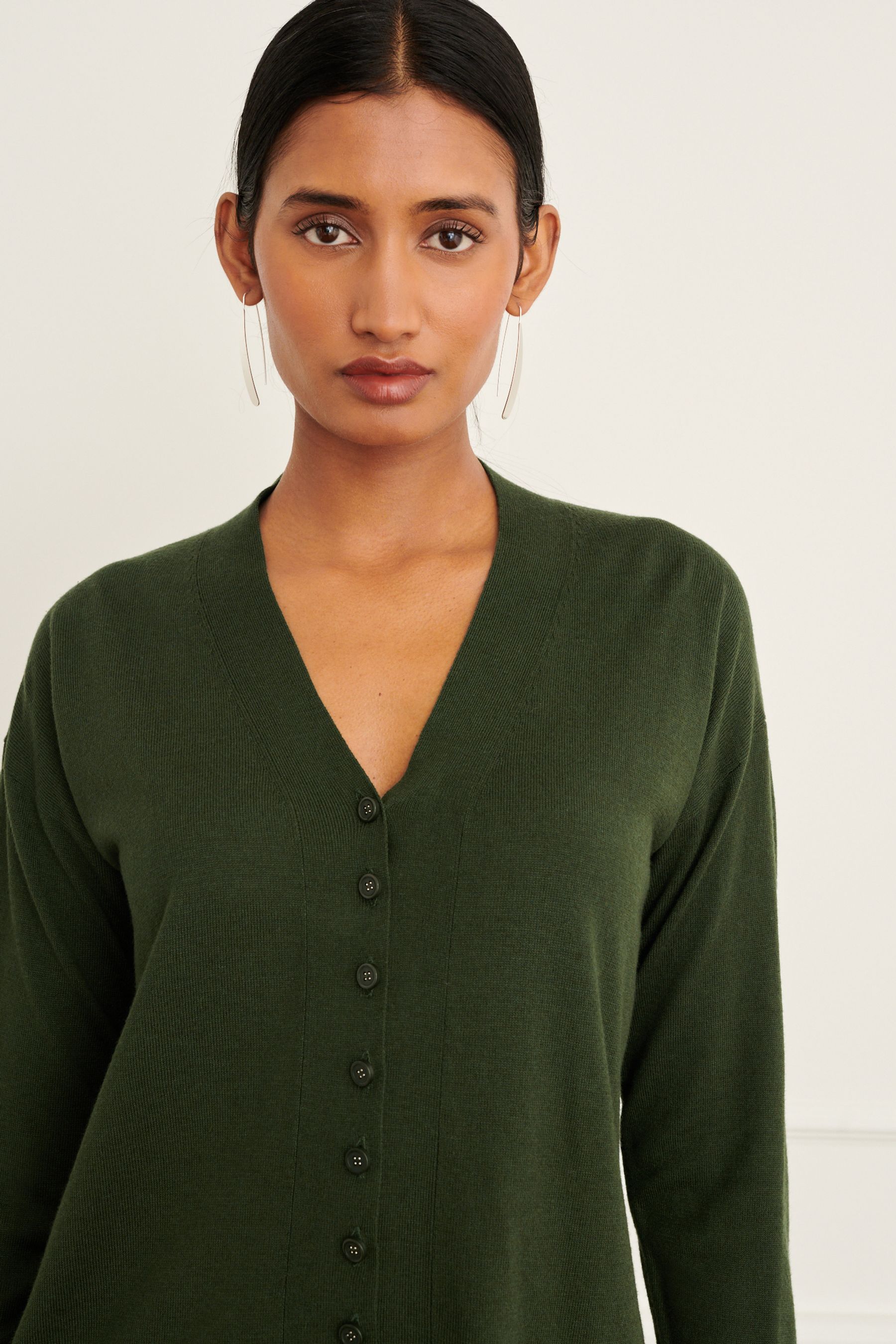 Khaki Green Button Up Cardigan