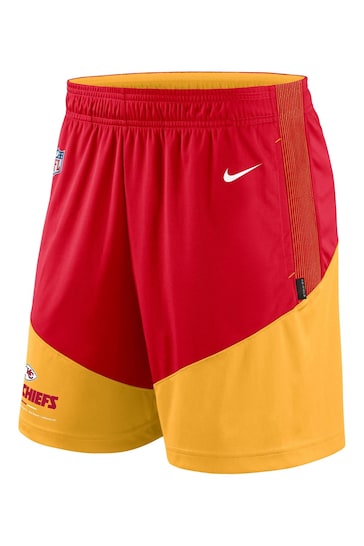 Nike Yellow NFL Fanatics Kansas City Chiefs On-field sideline Dri-Fit Knit Shorts
